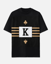 Big Men's Street Fashion Simple Spade K & Stripe Printed Casual Short Sleeve T-shirt